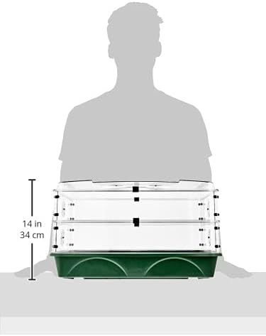 EarlyGrow 24" x 15" x 12.75" Domed Propagator with 2 Height Extenders and Locking Clip Set, Green