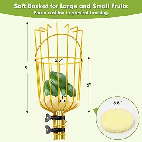 INFLATION Fruit Picker Tool,Apple Picker Pole with Basket,10 FT Adjustable Fruit Picker Pole with Basket Telescoping,Sturdy Basket with Foam Pad for Picking Avocado Acorn Lemon Pear Mango