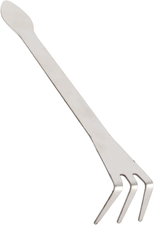 3 Prong Root Rake, Stainless Steel Root Pick Rake, Small Loosen Soil Bonsai Tree Tools with Ergonomic Handle for Gardening Plants Loosen and Aerates Soil, 9.06 x 1.18in
