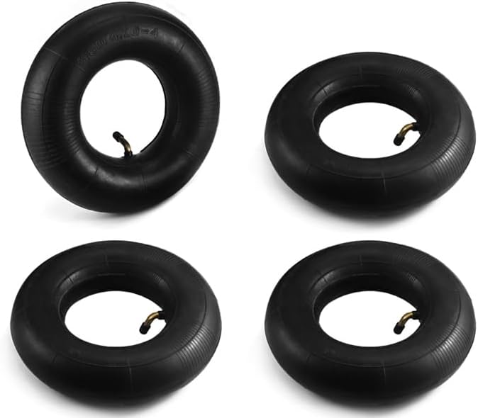QWORK 4.10/3.50-4 Wheelbarrow Inner Tube, 4 Pack Replacement Inner Tubes, Bent Valve, for Lawn Movers, Hand Trucks