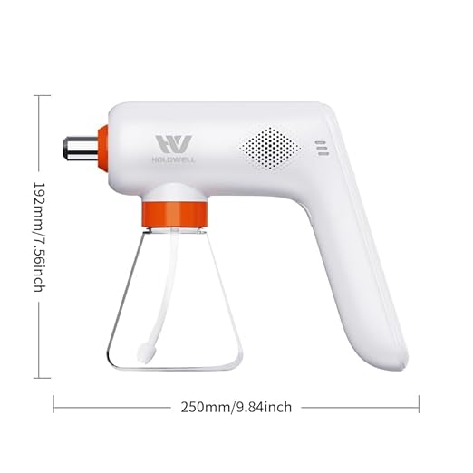 Cordless Electric Disinfection Fogger, Detachable Stainless Steel Nozzle, 3-Gear Adj 14.2oz Sanitizer Atomizer, Blue Light Nano Spray Gun for Place Cleaning/High-Touch Item Contactless Sanitization