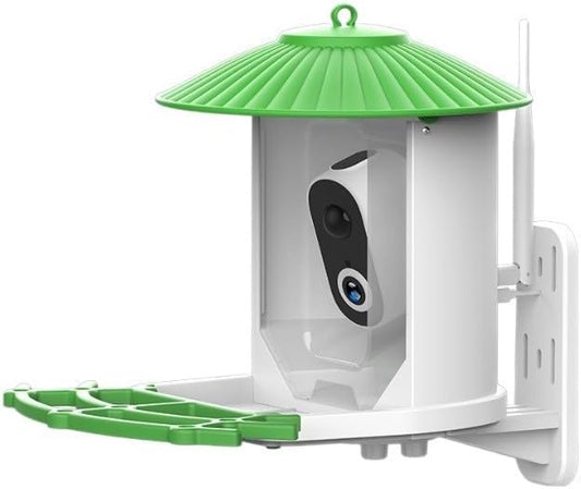 Smart Bird Feeder with Camera Wireless Outdoor, Solar-Powered, Infrared Light captures Movement Trajectory, Smart Bird House with Cam, 2K Live View, Ideal Present for Backyard Birder(Green)
