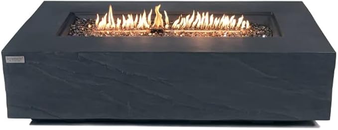 AMS Fireplace | Elementi Plus | Cape Town | 56" Rectangular Slate Black Concrete Propane Gas Fire Pit Table
