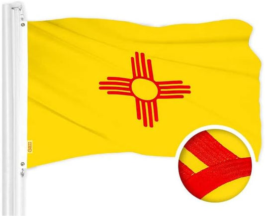 G128 Combo Pack: USA American Flag 3x5 Ft Embroidered Stars & New Mexico State Flag 3x5 Ft Embroidered
