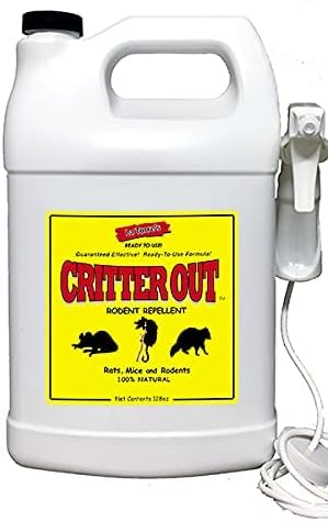 Mouse & Rat Repellent: Peppermint Oil Rodent Repellent, Mouse, Rat & Rodent Repellent. Get Rid of Rats Protect Engine Wiring, Prevent Nesting, Stops Chewing: Critter Out 1 Gallon Ready to Use