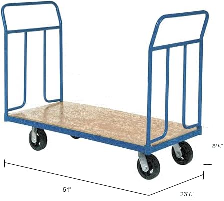 Global Industrial Wood Deck Platform Truck w/Removable Handles, 2400 Lb. Capacity, 6" Mold-On Rubber Wheels
