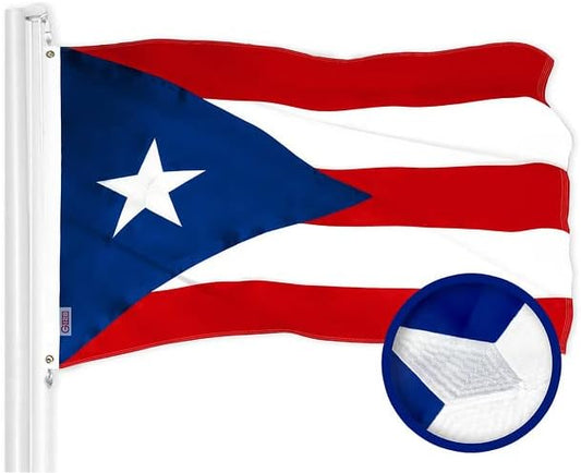 G128 Combo Pack: USA American Flag 3x5 Ft Embroidered Stars & Puerto Rico Flag 3x5 Ft Embroidered