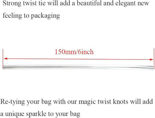 HAHIYO 300Pcs 6inches Silver Metal Twist Ties Bread Candy Coffee Bag Ties Plant Garden Twist Ties for Cellophane Treat Bags Gift Wraping Bags Plastic Bags Halloween Party Cake Present Art Crafts