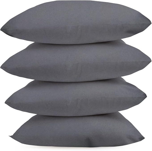 Covers & All Premium Square Throw Pillow Inserts with Covers Set of 4, 20 x 20 Inches Charcoal Gray, Decorative Cushions for Couch Sofa Home Decor Office Travel UV Resistant Waterproof Soft Cushions