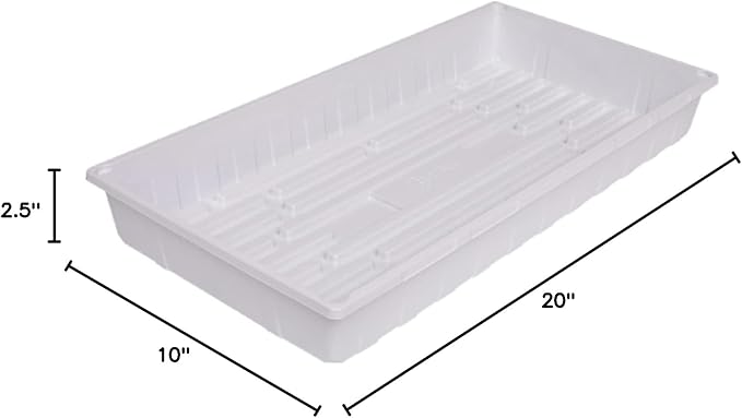 SUNPACK 10" x 20" Plastic Seed Starting Tray, White, 2.5" (Pack of 10) - No Drainage Holes, Perfect for Greenhouses or Indoor Gardening - Ideal for Seedlings and Cuttings