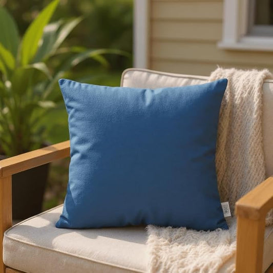 RSH DECOR: Sunbrella Square Throw Pillows Set of 2 | 17" x 17" | Water and Fade-Resistant Performance Fabric | Outdoor Pillow Covers with Down-Alternative Inserts | Canvas Regatta