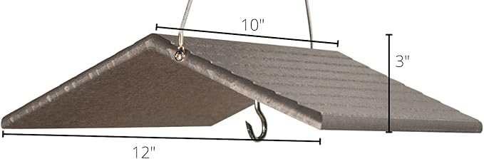 JCs Wildlife Poly Weather Cover - Rain Guard - Hang Bird Feeder or House Underneath for Protection from Rain or Snow - Easy to Clean and Use (Medium, Gray)