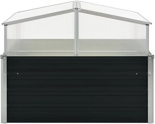 Galvanized Steel Greenhouse, 39.4"x39.4"x30.3", Black