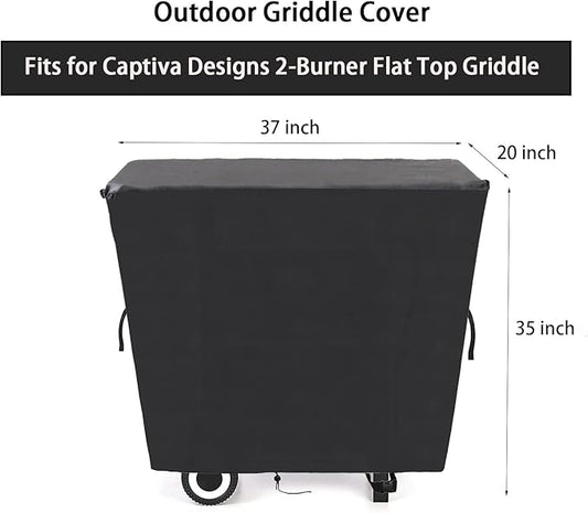 Kingling Grill Cover Fits for Captiva Designs 2-Burner Propane Gas Grill, Waterproof Heavy Duty Barbecue Griddle Cover - 37''x20''x35''