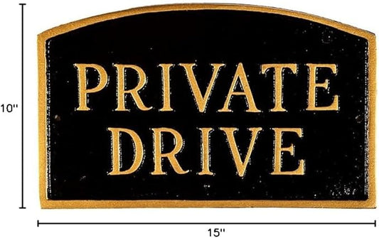 Montague Metal Products SP-12S-BG Private Drive Arch Statement Plaque, Standard, Black and Gold