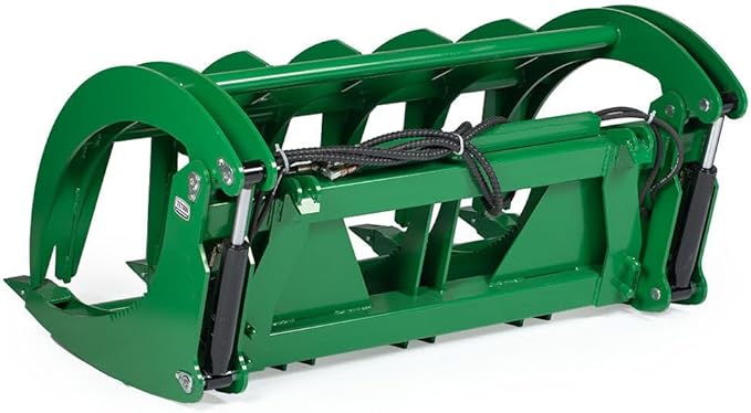 Titan Attachments 60" HD Root Grapple Rake Attachment, Fits John Deere Hook & Pin Tractors, Twin 3,000 PSI Cylinders, Clears Rocks, Logs, Brush, & Debris, Tractor Accessories & Attachments