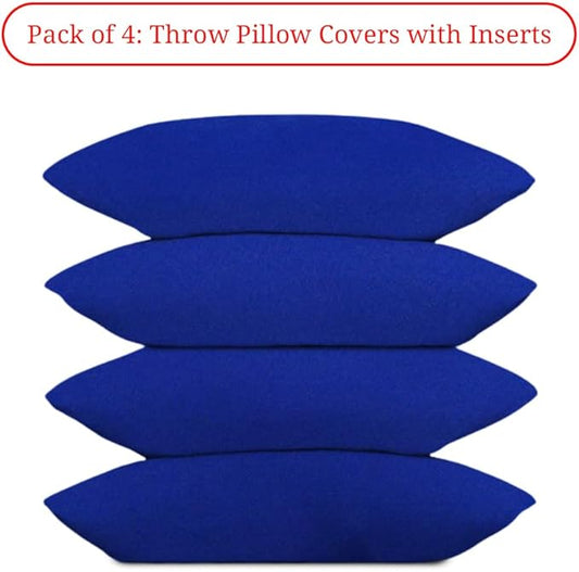 Covers & All Premium Rectangle ThrowPillow Inserts with Covers Set of 4, 12 x 20 Inches Blue, Decorative Cushions for Couch Sofa Home Decor Office Travel UV Resistant Waterproof Soft Cushions Pillows