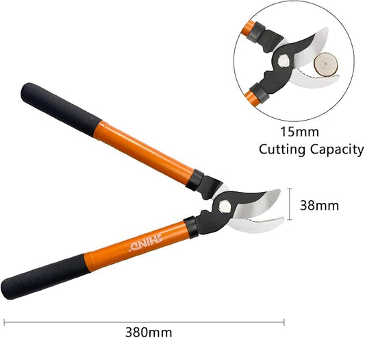SHIND Lopper Heavy Duty Branch Cutter Tree Clippers with Compound Action, Chops Thick Branch Ease, Garden Loppers Pruning, 15 Inch Tree Trimmer with 1.6” Clean Cut Capacity (15 Inch)