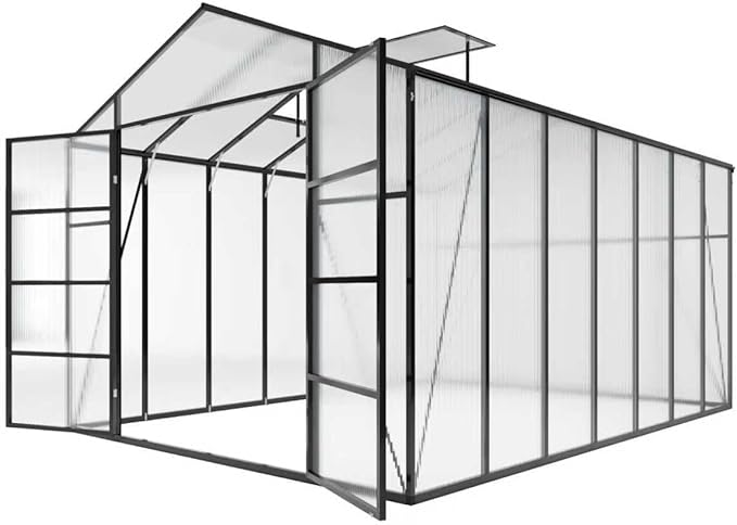 10 * 14 * 8.7FT Greenhouse for Outdoors,Polycarbonate Greenhouse with Stronger Wind Protection and Roof Vent,Walk-in Large Aluminum Sunroom Winter Proof,Black