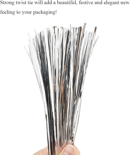 HAHIYO 300Pcs 8inches Silver Metal Twist Ties Bread Candy Coffee Bag Ties Plant Garden Twist Ties for Cellophane Treat Bags Gift Wraping Bags Plastic Bags Halloween Party Cake Present Art Crafts