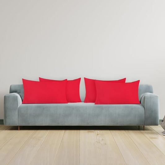 Covers & All Premium Rectangle ThrowPillow Inserts with Covers Set of 4, 16 x 24 Inches Red, Decorative Cushions for Couch Sofa Home Decor Office Travel UV Resistant Waterproof Soft Cushions Pillows