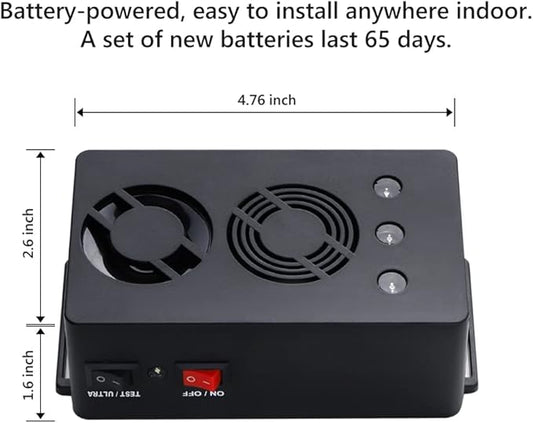 Rodent Repellent Battery Operated Ultrasonic Mouse Repeller for Car Engines Squirrel Pest Repeller Under Hood Mice Deterrent for House Garage Attic Indoor 2 Pack