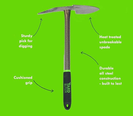 Yard Butler Terra Garden Hand Tools - Weeding Hand Tiller Tool for Efficient Gardening - Weed Remover Tool for Lawn & Garden Care - Durable Gardening Accessory, Planter