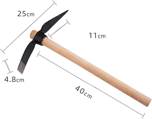 Garden Pick Mattock Hoe, 15.7" High Carbon Steel Dual-Use Tool with Wood Handle for Digging Weeding Soil Cultivation Gardening Farming