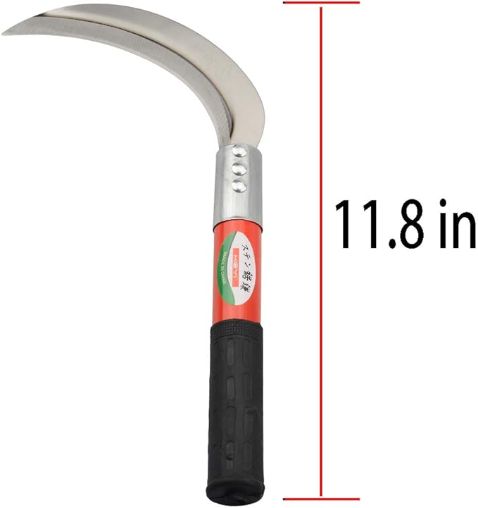 Weeding Sickle,Steel Grass Sickle,Premium Hand Forged Grass Sickle - Multipurpose Gardening Weeding Grass Sickle and Farming Portable Safety Sickle(11.8 in)