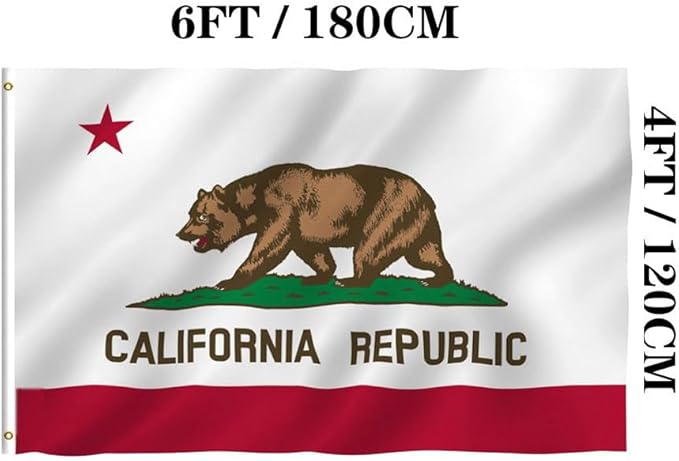 Jayus Double Sided California Ca State Flags 4x6 FT Outdoor - 320D Heavy Duty Nylon Republic of Californian Cali Bear Flag Banner with 2 Grommets