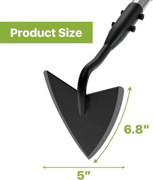 Warren Hoe Garden Tool, Heavy Duty Garden Hoes for Weeding Long Handle, Easy Stand Up Triangle Weeder Tool for Garden, 35-66 inch Adjustable Gardening Hoe for Weed, Trench, Loosen Soil, Landscape