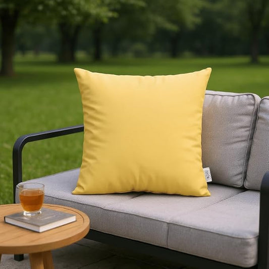 RSH DECOR: Sunbrella Square Throw Pillows Set of 4 | 20" x 20" | Water and Fade-Resistant Performance Fabric | Outdoor Pillow Covers with Down-Alternative Inserts | Canvas Buttercup Yellow