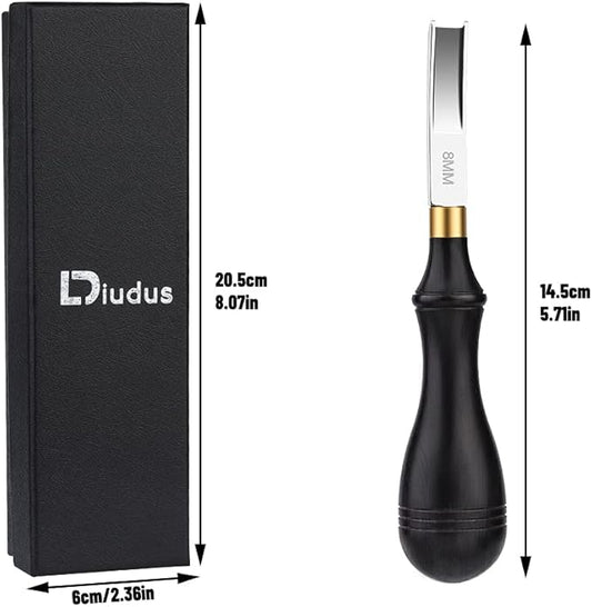 Diudus Leather Edge Beveler Tool, French Skiver, Wide Mouth Leather Edge Bevelers Skiving 8mm, Leather Edge Trimmer Crafting Tools with Wooden Handle for DIY Leather Craft