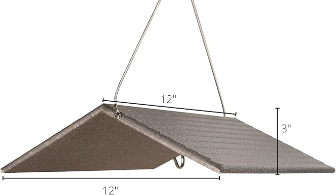 JCs Wildlife Poly Weather Cover - Rain Guard - Hang Bird Feeder or House Underneath for Protection from Rain or Snow - Easy to Clean and Use (Large, Gray)