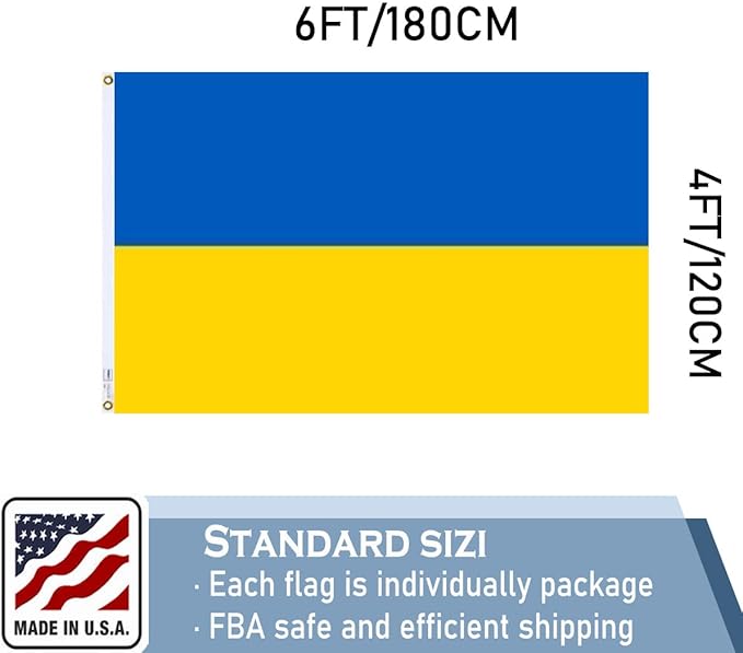 Ukraine Flag 4X6 FT Made in The USA-Heavy Duty Vibrant Colors Double Sided Ukrainian UKR Flag with 2 Brass Grommets for Home/Company/Indoor Outdoor Decoration