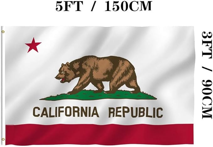Jayus Double Sided California Republic Sates Flags 3x5 FT Outdoor - Vivid Colors 3Ply Cali CA Bear Flags Banners- Heavy Duty 100% Polyester with 2 Brass Grommets