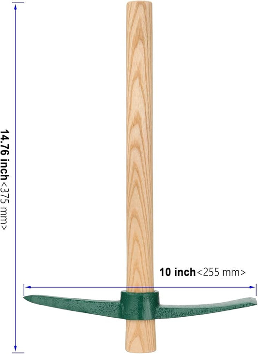 4 PCS 15 Inches Pick Axe, Forged Mattock Tool, Heavy Duty Pick Mattock with Non-Slip Handle for Gardening, Camping, Prospecting