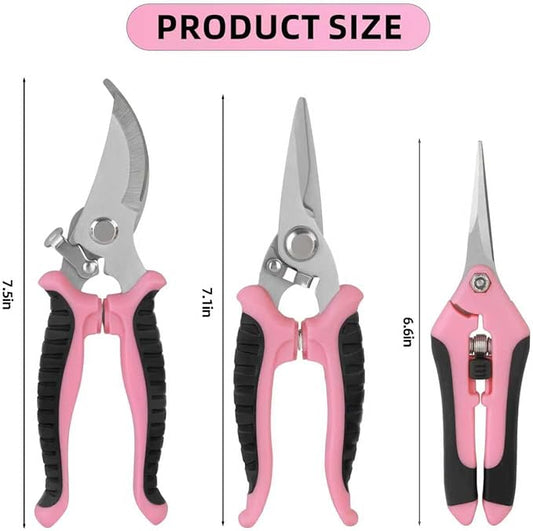 Pruning Shears Garden Scissors Tools: 4pcs Stainless Steel Gardening Clippers for Tree Pole, Hedge, Bonsai, Plants, Vegetable, Gardeners Work Accessories for Flower Arrangement, Yard Landscaping