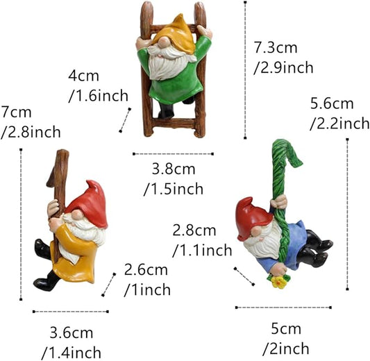 3 PCS Garden Gnomes Decor,Outdoor Garden Gnomes Crafts, Resin Statue,Flower Pot Landscape Dwarf for Home,Office and Chrismas.