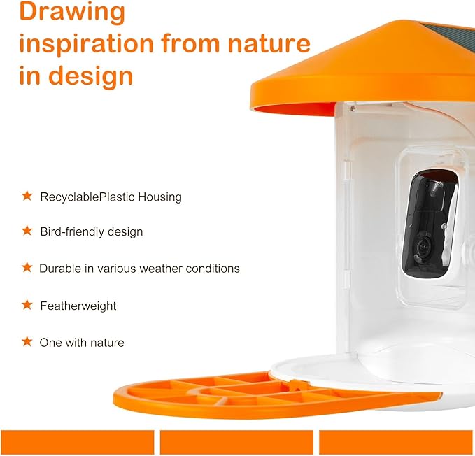 DCT Smart Bird Feeder with Camera - 1080P HD Camera Feeders for Outside, AI Bird Identify, Squirrel-Proof, Ideal Gifts for Lovers & Elderly, Wireless WiFi
