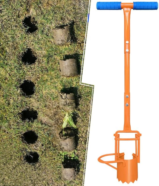glorousamc Bulb Planter, Weeder, Sod Plugger, Flower Planting, Soil Sampler-5-IN-1 Lawn Tool and Garden Tool - Enhanced Bottom Edge for Easier Penetration, 33.5 Inch(A)