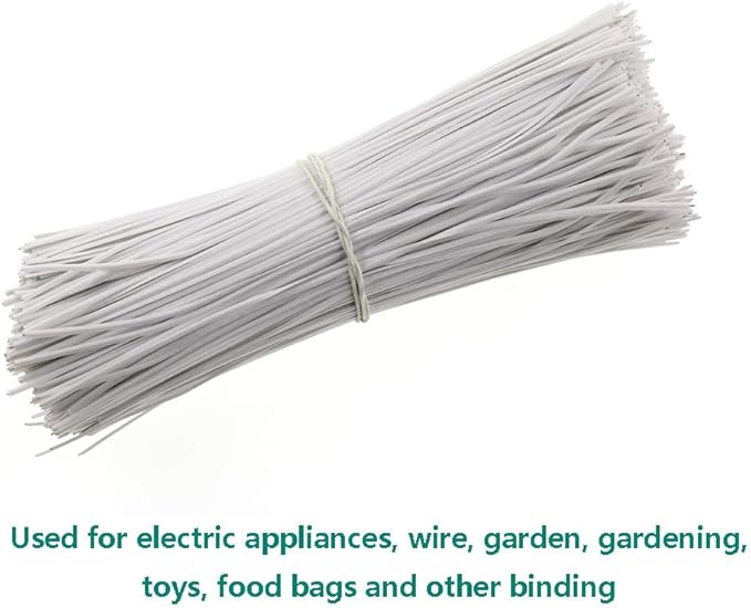 6 Inch Twist Ties,Ulifestar Cable Ties Bag Ties Plastic Coated Twist Ties 1000 Pack (White)