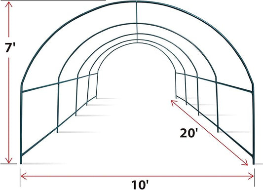 Strong Camel Greenhouse Replacement Frame for Outdoor Larger Hot Garden House , Support Arch Frame Climbing Plants/Flowers/Vegetables (20' X 10' X 7', Frame)