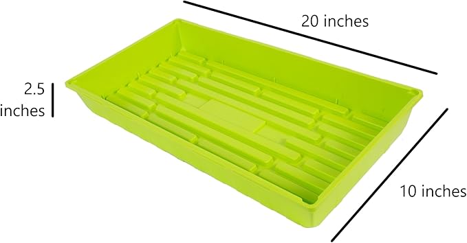 SUNPACK 10" x 20" Mega Plastic Seed Starting Tray, Lime Green, 2.5" (Pack of 30) - No Drainage Holes, Ideal for Greenhouses or Indoor Gardening - Made of Thick, Strong Plastic