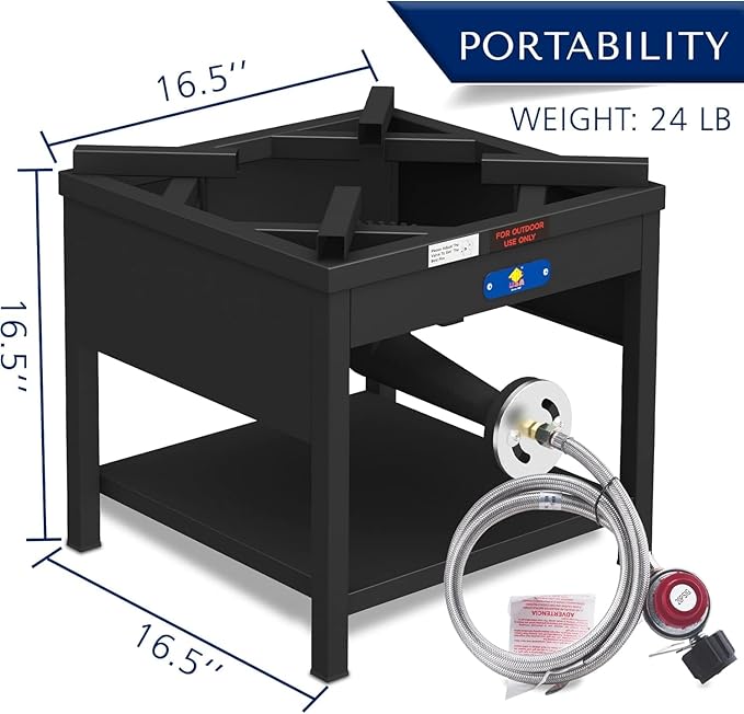 ARC 40QT Seafood Boiling Kit, 200,000BTU Propane Burner Stainless Steel Crawfish Boil Pot w/Basket and Steamer Rack, For Outdoors Cooking and Steaming, Large Turkey Fryer Pot, Lobster Shrimp Pot