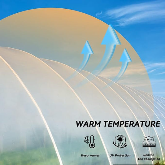 12' x 25' Greenhouse Plastic Film Sheeting Cover 6 Mil Thickness, Clear Greenhouse Cover Polyethylene Plastic UV Resistant Anti-drip, Anti-Fog for Farms, Agriculture, Garden, Farm Plastic Cover