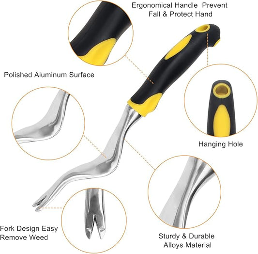 Hand Weed Puller Tools Garden Crack Weed Remover Tool Aluminium Manual Weed Pulling Tools with Ergonomic Rubberized Grip for Garden Lawn Farmland Yard Transplant(2Pcs)