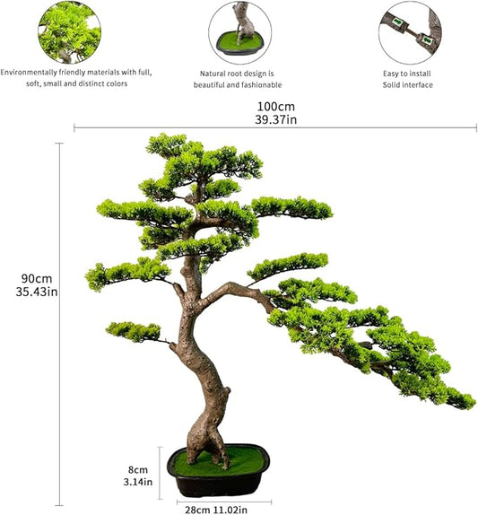 3ft(43in) Artificial Bonsai Tree Juniper Faux Plants Indoor Big Fake Plants Decor with Ceramic Pots for Home Table Office Desk Bathroom Shelf Bedroom Living Room Farmhouse Decorations