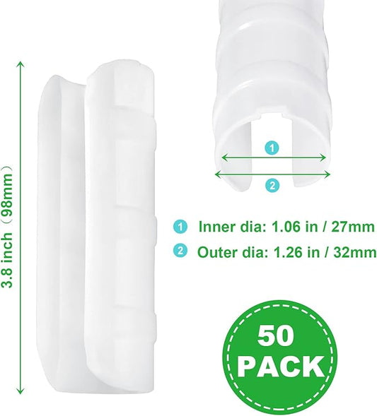 50 PCS 1 inch Greenhouse Clamps Clips White ABS Snap Clamp Tube Clip Garden Buildings Tube Clip for Greenhouse Film, Sunshade Nets, Frame Shelters (Inner dia: 1 in & Outer dia: 1.26 in)