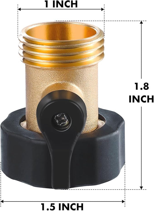 Twinkle Star Heavy Duty Brass Shut Off Valve Garden Hose Connector, Set of 2, TWIS3001